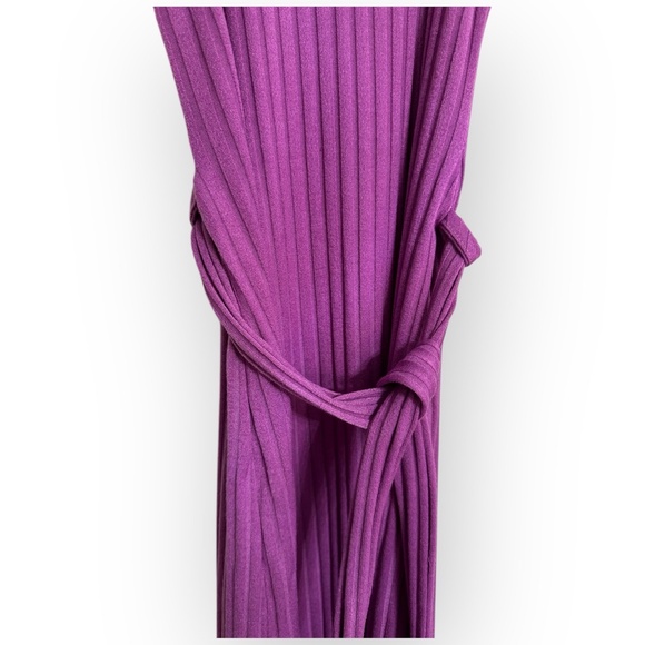 NWT Livi by Olivia Rae Ribbed Maxi Dress XS Purple Tie Waist Spaghetti Strap - Picture 4 of 9